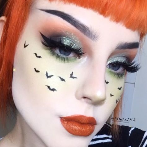 🦋 Norelle K 🦋 (@norelle.k) added a video to their Instagram account: “🎃vid from yesterday’s look 🎃 🦇 tag someone who should try bat freckles!!! 🦇 . . Face details✨ . .…” Bat Eye Makeup, Bat Makeup, Bat Eyes, Freckles Makeup, Translucent Setting Powder, Spooky Babe, Face Details, Cheek Makeup, Blush On Cheeks