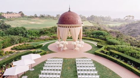 Pelican hill outdoor reception gazebo - photo by John and Joseph - Los Angeles Pelican Hill Resort, Pelican Hill Wedding, Hill Resort, Pelican Hill, Chandelier White, Hill Wedding, Roses White, Romantic Lighting, Outdoor Reception