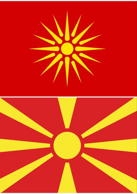 Two flags of Macedonia - Top (1992-95) & Bottom (1995-current) Macedonia Flag, Me Vibes, Macedonia, My Vibe, Flag, Tattoos