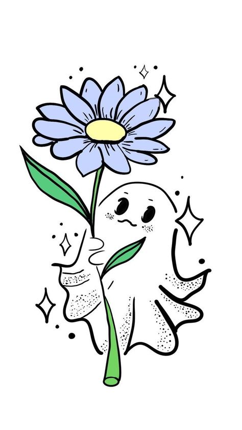 Ghost Flower, American Traditional Tattoo Ideas, Ghost Drawing, Traditional Tattoo Ideas, Ghost Tattoo, Song Cover, Spooky Tattoos, Śliczne Tatuaże, Halloween Drawings