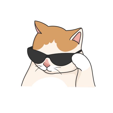 Cat With Glasses Meme Sticker Tshirt Illustration Cat With Glasses Drawing, Cute Cats Wearing Glasses, Cute Cat With Sunglasses, Fat Cartoon, Glasses Meme, Cat With Glasses Illustration, Cats Wearing Sunglasses, Cartoon Cat Drawing, Cat Wearing Sunglasses