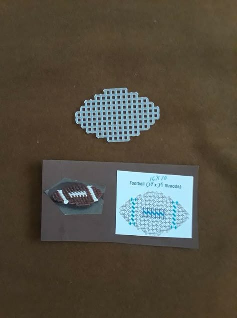 Plastic Canvas Earrings Pattern, Football Plastic Canvas, Plastic Canvas Candle Holders, Plastic Canvas Candle, Canvas Earrings, Football Ornaments, Plant Pokes, Canvas Magnets, Plastic Canvas Box Patterns