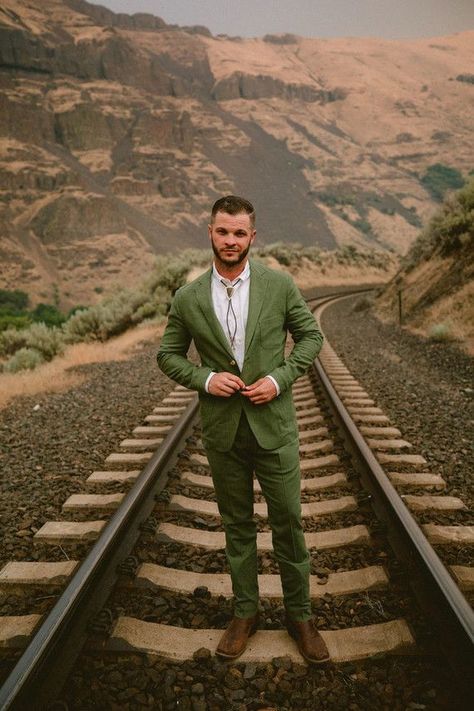 This bohemian elopement will have you dreaming of a laid back river trip | 100 Layer Cake | Bloglovin’ Cowgirl Editorial, Mountain Formal, Boho Groom Attire, Dress For Ceremony, Western Wedding Theme, Bride Boots, Boho Groom, Wedding Groom Suit, Erik Johansson