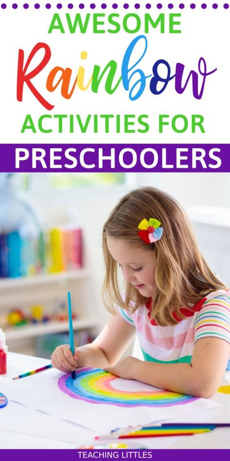 Rainbow activities for preschoolers can be so fun! Check out our list of easy, educational and crafty rainbow activities, and more! Summer School Themes, Teaching Preschoolers, Rainbow Activities, Craft Kids, Activities For Preschoolers, Preschool Curriculum, Teaching Preschool, School Themes, Fine Motor Activities