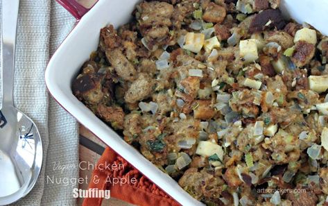 chicken nuggets gourmet Archives - Arts and Crackers Challah Stuffing, Leftover Turkey Casserole, Vegan Chicken Nuggets, Sage Stuffing, Veggie Casserole, Turkey Casserole, Stuffing Casserole, Vegetable Broth, Savory Vegan