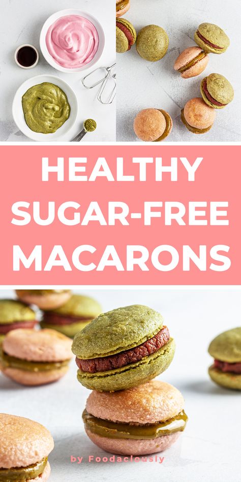 These sugar-free vegan macarons are a healthy variation to the classic recipe, made with whipped aquafaba and erythritol, and filled with cashew butter. vegan macarons,sugar-free macarons,aquafaba macarons,eggless french macaron recipe,healthy macarons,low carb macarons #vegan #govegan #keto #ketogenic #ketosis #ketodiet #lowcarb #lowcarbhighfat #dairyfree #glutenfree #recipe #cooking #food Sugar Free Macaron Recipe, Types Of Cake Flavors, Macaroon Filling, French Macaron Recipe, Aquafaba Recipes, French Macaroon Recipes, Vegan Macarons, French Macarons Recipe, Macarons Recipe