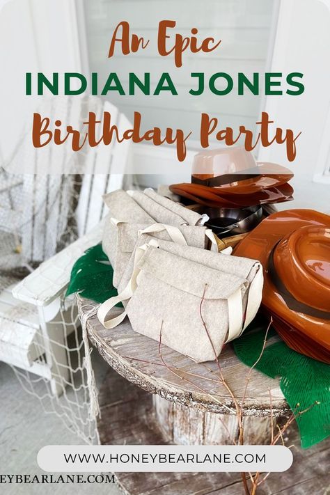 My son just turned seven, and he requested an Indiana Jones birthday party.  He dressed up as Indy for Halloween, after watching the movies and becoming obsessed with treasure hunting.  It’s actually adorable.  It’s been quite awhile since I’ve thrown a big themed birthday bash, so it was super fun to throw my creativity into it and see what we came up with! Indian Jones Birthday Party, Indiana Jones Treasure Hunt, Indiana Jones Scavenger Hunt, Explorer Party Theme, Indiana Jones Birthday Party Games, Treasure Hunt Birthday Party Ideas, Indiana Jones Birthday Party Ideas, Indiana Jones Party Games, Indiana Jones Birthday Cake