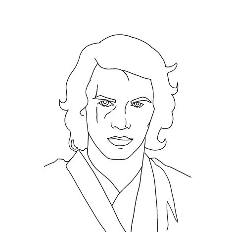 Star Wars Line Drawing, Star Wars Drawings Sketch, Anakin Skywalker Drawing, Star Wars Line Art, Star Wars Art Drawings, College Bathroom, Face Stencils, Drawing Stars, Star Wars Anakin