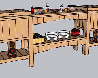 Bar Building Plans, Outdoor Serving Station, Corn Hole Plans, Build Your Own Pool, Wood Cooler, Potting Bench Plans, Wooden Cooler, Serving Station, Cooler Stand