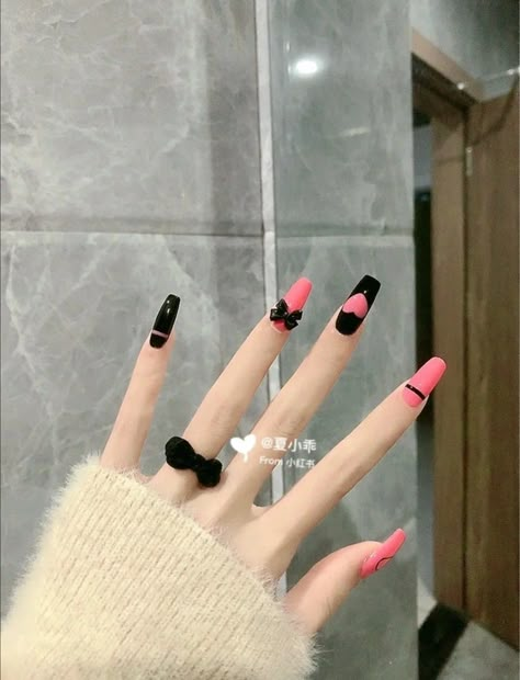 Black Pink Nail Art, Blackpink Nails, Idol Nails, Usa Nails, Statement Nail, Pink Nail Art, Nail Designs Valentines, Pretty Gel Nails, Soft Nails