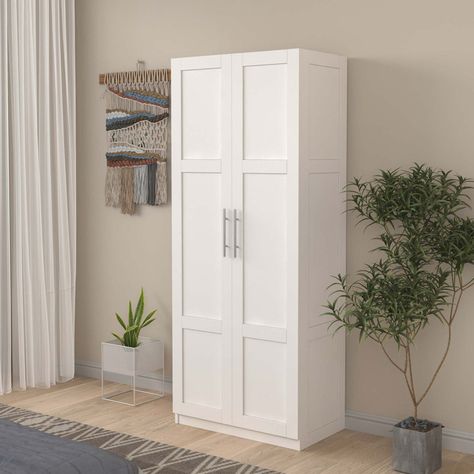 Exa Accent Cabinet Wardrobe Storage Cabinet, Armoire Wardrobe Closet, Wood Armoire, Wooden Storage Cabinet, White Wardrobe, Kitchen Sideboard, 3 Shelves, Wardrobe Cabinets, Wardrobe Armoire