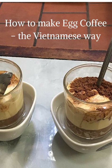 We had never heard of egg coffee until we visited Hanoi in Vietnam, do now we want to share How to make Egg Coffee – the Vietnamese way. Of course, we had to try it, because honestly, we thought ‘how very odd.’ We headed to the original home of egg coffee in Hanoi, called Cafe Giang. Get the recipe here. Veitmanese Coffee, Vietnamese Egg Coffee Recipe, Egg Coffee Vietnamese, Egg Coffee Recipe, Vietnamese Egg Coffee, Carb Free Recipes, Coffee Jokes, Coffee Stand, How To Make Eggs