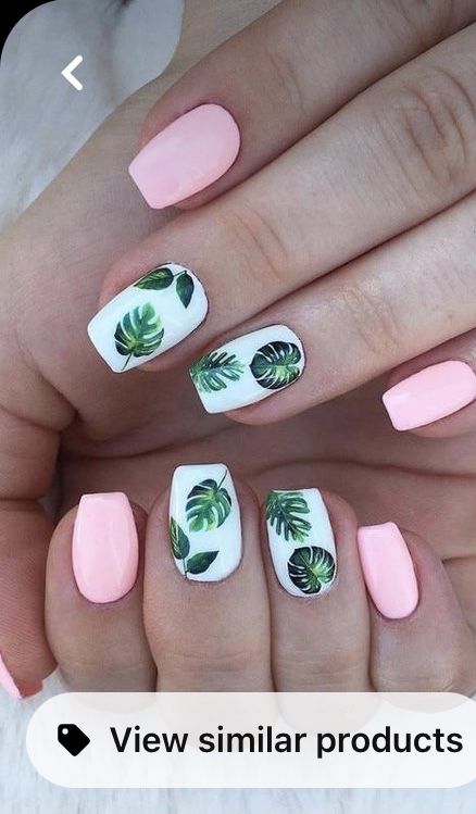 Tropical Flower Nails, Vacation Nail Designs, Hawaiian Nails, Flamingo Nails, Tropical Nails, Cute Simple Nails, Winter Nails Acrylic, Manicure Diy, Nail Art Sticker