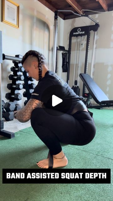 Darci Molina on Instagram: "The best way to improve range of motion, is to SPEND TIME THERE! You want better squat depth? Spend time getting low in a squat. Easier said than done though right? I understand. However there are tips and tricks you can use that make spending time at end range easier. 

For squat depth I often hold onto a squat rack in front of me. This allows me to sit deeper into a squat while keeping an upright torso (without something to hold onto, I’d fall over). Another recent variation I’ve been exploring is more band assisted mobility. 

This video demos how to use a thick resistance band which will assist you into a deeper squat position by pulling you DOWN as well as providing a little lumbar compression which pushes the hips forward, further opening them. 

For more Squat Depth, Deep Squat, Fall Over, Squat Rack, Demo Video, I Understand, Resistance Band, Range Of Motion, Tips And Tricks