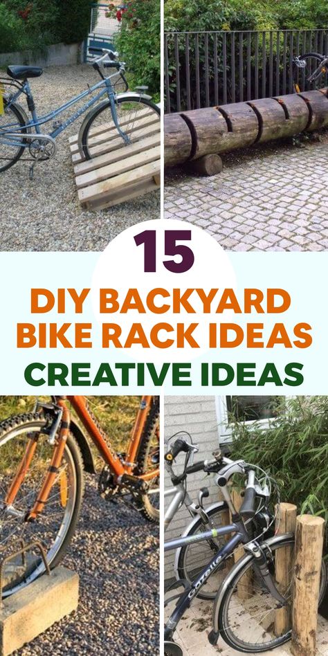 Discover innovative DIY bike rack ideas to elevate your backyard organization and style. Transform your outdoor space with efficient solutions that ensure both tidiness and security for your bicycles. Whether you opt for vertical racks optimizing space or repurposed pallet stands exuding creativity, these ideas promise practicality and charm. Embrace a hands-on approach, infuse personality into your backyard, and relish the convenience of hassle-free bike storage with these inventive solutions. Bike Rack Ideas, Pallet Bike Racks, Standing Bike Rack, Backyard Aesthetic, Diy Bike Rack, Outdoor Bike Storage, Fall Landscaping, Mailbox Landscaping, Bike Storage Solutions