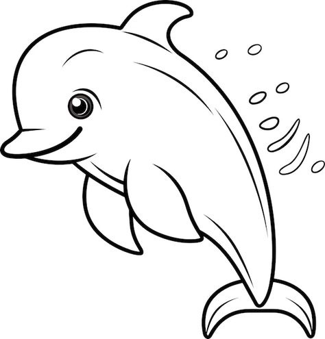 Dolphin Outline, Dolphin Coloring Pages, Outline Illustration, Animals Coloring, Kids Vector, Color Worksheets, Animal Coloring Pages, Worksheets For Kids, Free Kids