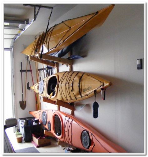 Kayak Garage Storage, Kayak Hanger, Kayak Storage Garage, Kayak Storage Rack, Kayaking Tips, Room Storage Diy, Kayak Storage, Kayak Rack, Laundry Room Storage