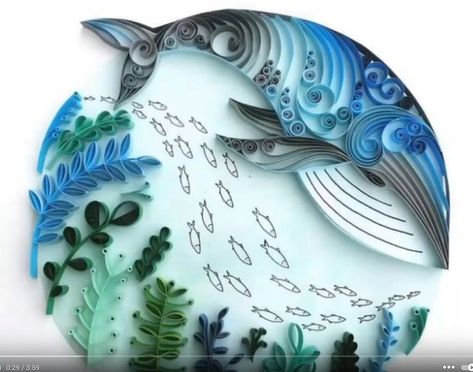 Whale Quilling Kirigami, Paper Art, Tableware, Art