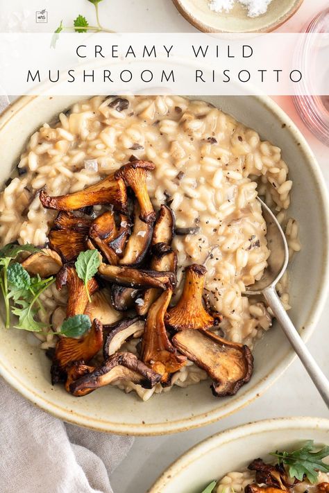 Our mushroom risotto recipe is an elevated take on a simple rice dish. We use dried porcini mushrooms and a mix of crispy wild mushrooms to add layers of flavor, along with plenty of parmesan for ultra creamy risotto. It’s rich and earthy, silky and saucy. Follow me on Pinterest for more recipes you'll love! Mushroom And Pea Risotto, Creamy Mushroom Risotto, Vegan Mushroom Risotto, Risotto Milanese, Pea Risotto, Lobster Risotto, Mushroom Risotto Recipes, Italian Diet, Dried Porcini Mushrooms