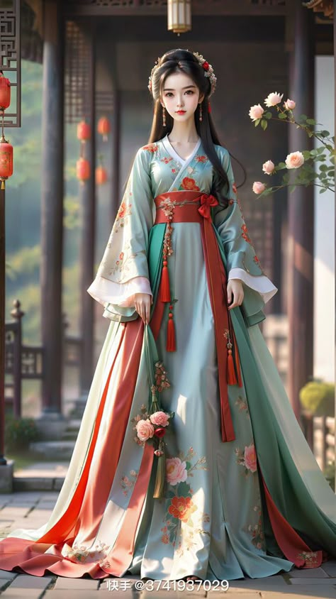 Chinese Princess Dress, Chinese Fancy Dress, Hanfu Girl, Chinese Traditional Costume, Ancient Chinese Dress, Traditional Indian Dress, Hanfu Dress, Dress Design Sketches, China Dress