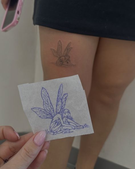 just a little faerie Forest Fairy Tattoo, Faerie Tattoo, Fairy Tattoo, Little Tattoos, Fine Line Tattoos, Forest Fairy, S Tattoo, Line Tattoos, Tattoo Shop