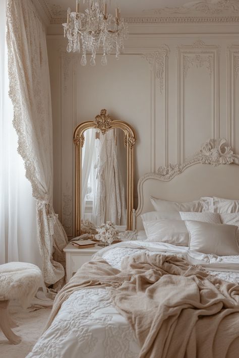 Best 46  Classy Bedroom Ideas for Women - Feel Your Home Parisian Interior Bedroom, Cozy Master Bedrooms Decor Romantic, French Apartment Bedroom, European Bedroom Aesthetic, Old Money Aesthetic Bedroom, Parisian Bedroom Aesthetic, French Chateau Bedroom, Feminine Bedroom Aesthetic, French Bedroom Aesthetic