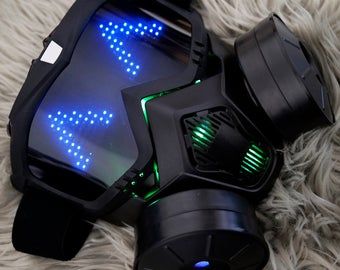 Futuristic Accessoires by Kellermannsoutcome on Etsy Pixel Led, Cyberpunk 2020, Cool Masks, Armor Concept, Futuristic Technology, Gas Mask, Cool Inventions, Mask Design, Tactical Gear