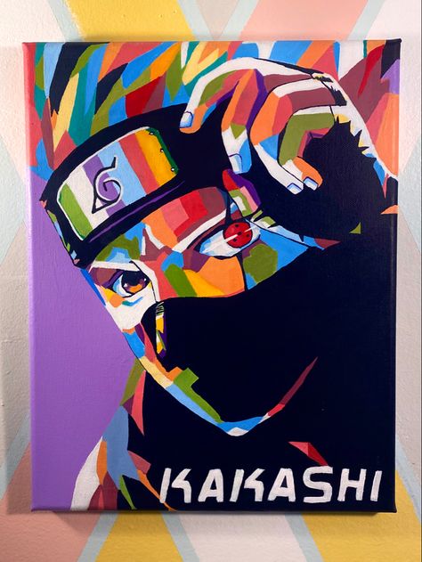 Kakashi Acrylic Painting, Manga Acrylic Painting, Naruto Abstract Art, Kakashi Canvas Painting, Naruto Pop Art, Naruto Acrylic Painting, Ap Painting, Kakashi Painting, Naruto Canvas Painting