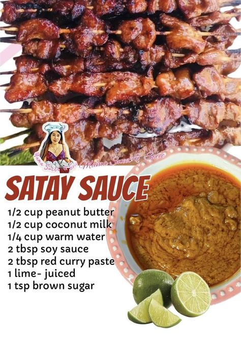 Kebabs Recipes, Satay Sauce Recipe, Rice Noodles Recipe, Stir Fry Sauce Recipe, Soup Lovers, Satay Sauce, Asian Sauce, Kebab Recipes, Marinade Sauce