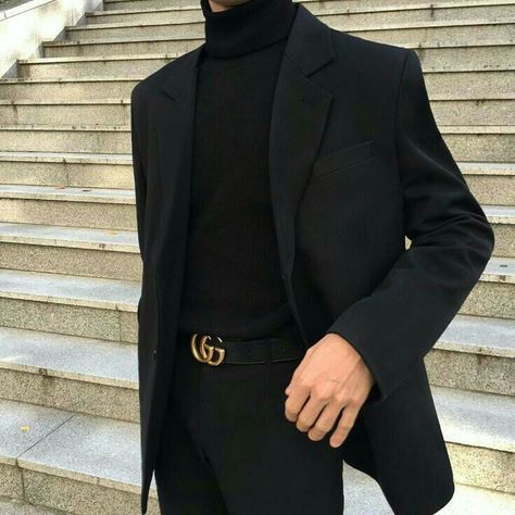 All Black Male Outfits Formal, Men’s Formal Outfit Aesthetic, Prom Male Outfits Black, Black Formal Dress Men Korean, Korean Street Fashion Mens Formal, Korean Male Outfits Formal, Men’s Metal Fashion, Formal Mens Fashion Black, Formal All Black Outfit Men