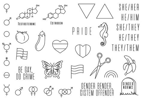 Queer Minimalist Tattoo, Lgbtq Ally Tattoo Ideas, Queer Flash Tattoo, Pride Month Tattoo Flash, Queer Art Tattoo, Pride Tattoo Flash Sheet, Pride Tattoo Ideas Simple, Subtle Pride Tattoo Black And White, Small Gay Tattoo