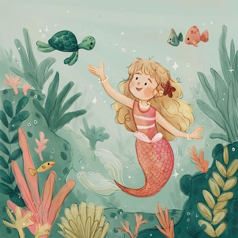 Finally finished my entry to @mrtimdraws #mrtimdraws17k 🧜‍♀️😊✨ Congrats on 17k! I’ve been trying to push myself outside my comfort zone, and I’ve definitely got a lot of room for improvement, but I’m having fun haha 😅 #mermay #drawthisinyourstyle #kidlitart #mermay2024 Mermaid Kids, Picture Books Illustration, Book Illustration Art, Art Hobbies, Art Activities For Kids, Illustrators On Instagram, Mermaid Art, Fairy Art, Cool Art Drawings