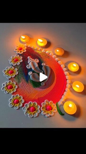 Rangoli For Ganpati Festival, Ganesha Rangoli, Ganesh Chaturthi, Ganpati Bappa, Simple Rangoli, Rangoli Designs, Ganesha, Festival Decorations, Door Decorations