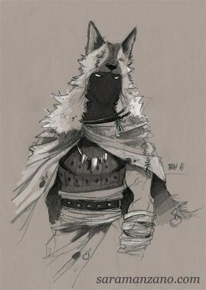 Warrior Cartoon Character Design, Cool Hat Drawing, Werewolf Clothes, Rpg Warrior, Werewolf Warrior, Warrior Clothes, Warrior Illustration, Warrior Oc, Wolf Warrior