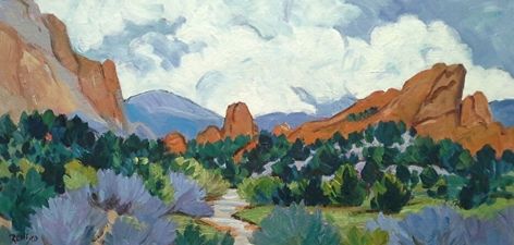 Pikes Peak Sunday by Laura Reilly, Acrylic, 12 x 24 x 1.5 Laura Reilly, Pikes Peak Colorado, Colorado Artists, Pikes Peak, Class Ideas, Painting Class, Art Class, Art Show, Art Classes