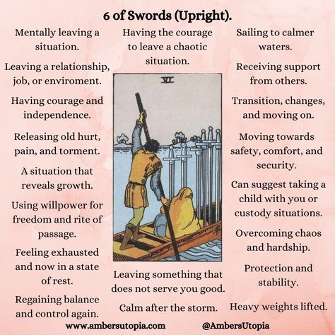 6 of Swords in upright position. These are the meanings are this tarot card from the suit of swords.

#tarot #sixofswords #6ofswords Seven Cups Tarot Meaning, 7 Of Cups Tarot Meaning Love, 7 Cups Tarot Meaning, 2 Of Cups Tarot Meaning, Seven Of Cups Tarot Meaning, 9 Of Cups Tarot Meaning, 8 Of Cups Tarot Meaning, 7 Of Cups Tarot Meaning, Two Of Cups Tarot Meaning