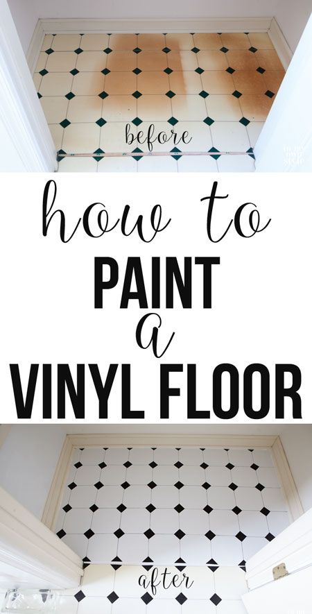 How to fix a damaged vinyl floor. Use this paint to do it so it lasts. | In My Own Style Painting Laminate Floors, Sound Proof Flooring, Painting Linoleum Floors, Paint Linoleum, Diy Painted Floors, Painted Vinyl Floors, Vinyl Flooring Bathroom, Vinyl Sheet Flooring, Floor Makeover