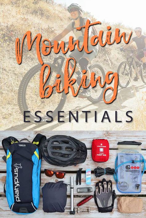 If you’re new to hitting the trail on two wheels, then you’re going to need to get kitted out and geared up. Aside from a bike and helmet, there are a few mountain biking essentials that you’ll also need to have with you every time you head out. Mountain Bike Essentials, Mountain Bike Training, Biking Gear, Bikepacking Gear, Mt Bike, Mountain Biking Women, Mountain Biking Gear, Mtb Gear, Bike Training