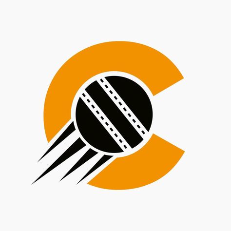 Letter C Cricket Logo Concept With Moving Cricket Ball Icon. Cricket Sports Logotype Symbol Vector Template Cricket Ball Logo, Cricket Logos, Cricket Logo Design, Gt Logo, Bowl Logo, Cricket Logo, Cricket Poster, Cricket Ball, The Letter C