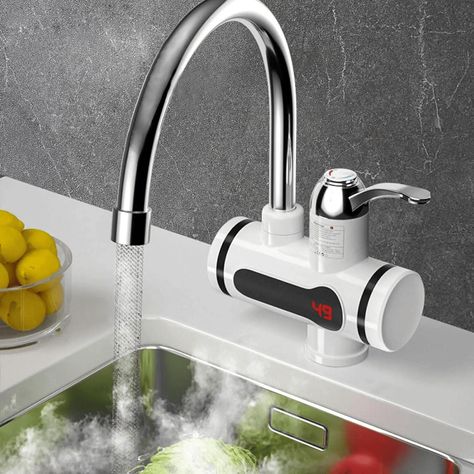 Electric Water Heater And Tankless Fast Water Heating Tap Instant Hot Kitchen Faucet More Details : Link in bio Water Geyser, Hot Water Tap, Electric Kitchen, Instant Water Heater, Kitchen Water, Winning Products, Faucet Accessories, Electric Water Heater, Electric Heater