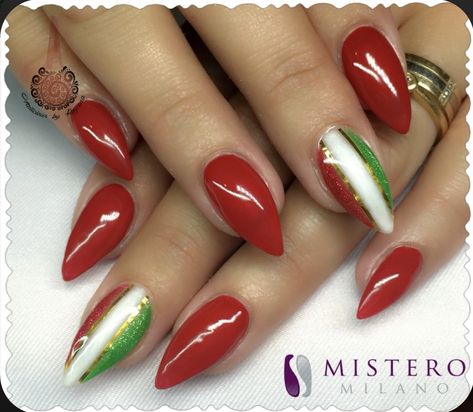 September 16 Mexico Nails, Italian Flag Nails, Italy Nails Design, Christmas Nail Designs Acrylic, Flag Of Italy, Mexican Nails, Flag Nails, Gel Nails At Home, Nails Now