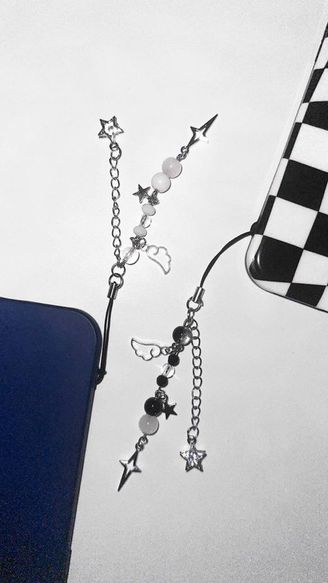 Adjustable Handmade Black Charm Necklace, Black Phone Charm, Friendship Phone Charms, Grunge Phone Charm, Sawako Phone Charm, Kuromi Phone Charm, Goth Phone Charm, Good Buddy, Easy Diy Art