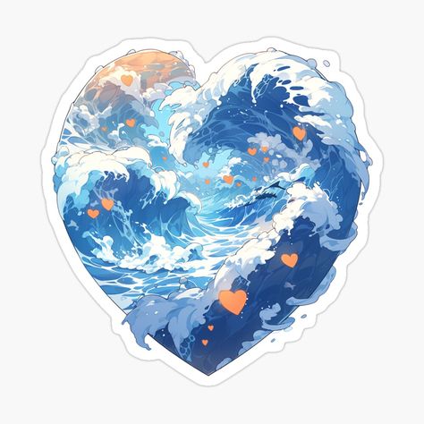 Waves Sticker, Heart Full Of Love, Funny Laptop Stickers, Paper Background Design, Background Powerpoint, Heart Sketch, Summer Waves, Art Deco Posters, Deep Connection