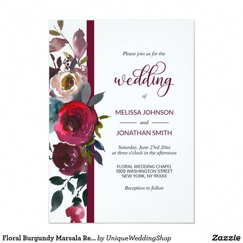 Wedding Invitations Red, Merlot Wine, Purple Table, Purple Wedding Theme, Red Theme, Rose Wedding Invitations, Watercolor Floral Wedding Invitations, Roses Wedding, Purple Themes