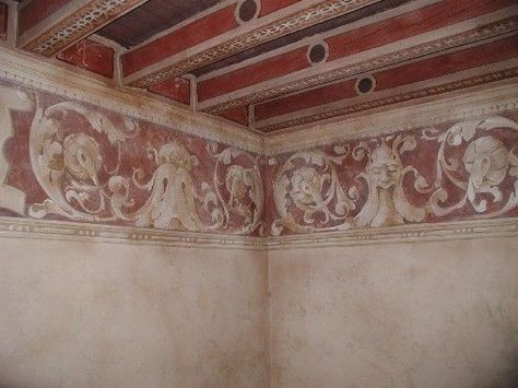 Italian Fresco, Painted Ceilings, Italian Decor, Rustic Traditional, Painted Walls, Faux Finish, Wall Finishes, Wood Ceilings, Painted Ceiling