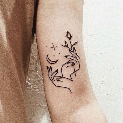 A little bit of magic💫 // Simple Line Tattoo Via @themaniamania //  @tobyheartginger New Age Tattoo, Simple Line Tattoo, Ma Tattoo, Lace Tattoo Design, Witch Tattoo, Forearm Tattoo Women, Lace Tattoo, Aesthetic Tattoo, Female Tattoo