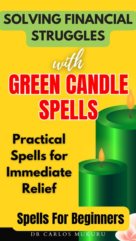 A promotional graphic for a guide on Green Candle Spells, highlighting easy-to-follow spells for financial relief. It features symbols like a magic wand and a green candle, suggesting the transformation of financial struggles into abundance. Ideal for beginners interested in spell casting and abundance magic. Hashtags include MoneySpells, SpellCasting, BeginnerWitch, and AbundanceMagic. Simple Green Candle Money Spell, Green Candle Magic, Money Candle, Prosperity Spell, Money Spells That Work, All About Pisces, Spells For Beginners, Green Magic, Candle Magick