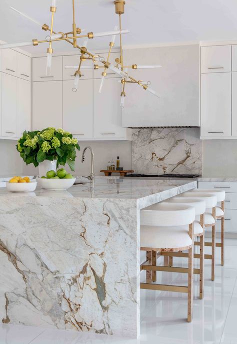 Sandringham | Talbot Cooley Interiors Marble Kitchen Island, Marble Island, Sopot, Transitional Kitchen, Kitchen Marble, Counter Tops, White Cabinets, Kitchen Styling, Kitchen Room