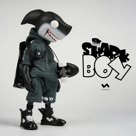 Designer Toys Vinyl, Shark Boy, 3d Toys, Art Toys Design, Vinyl Art Toys, Toy Sculpture, Vinyl Toys, Designer Toys, 3d Characters