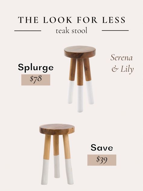 Get the look for less! This dipped teal stool is a perfect dupe for the Serena & Lily lookalike. ••• Serena and lily, wood stool, teak stool, dipped stool, accent furniture, wood furniture, living room, bathroom, bathroom decor, bathroom accents, bathroom stool Bathroom Stools Wooden, Wooden Stool For Bathroom, Wooden Shower Stool, Teak Bathroom Stool, Hinoki Bath Stool, Bath Stool, Bathroom Stool, Wood Furniture Living Room, Paint Dipping